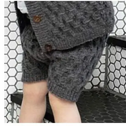 Осенние комплекты одежды для маленьких мальчиков и девочек детский вязаный кардиган с длинными рукавами, свитер, пальто, комбинезоны, 24 месяца комплекты детской одежды - Цвет: Only Grey Shorts