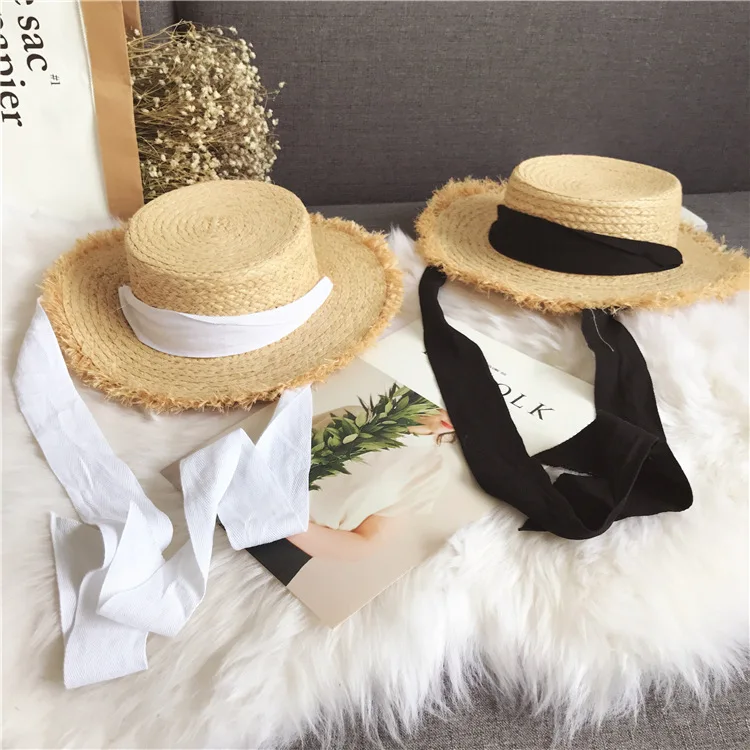 Baitie summer outing Lafite straw hat tied straw hat seaside beach Hat Lady leisure sunshade hat