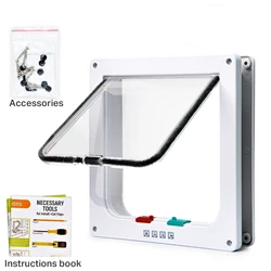 Smart Pet Door with Adjustable 4-Way Security Lock - Durable ABS Plastic Flap - M 20x19x5.5cm (White)
