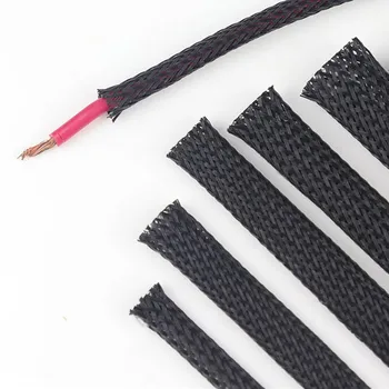 

5 size*1M Cable Sleeve Black Insulated Braided Sleeve Auto Wire Harnessing High Density Sheathing 4/6/8/10/12MM