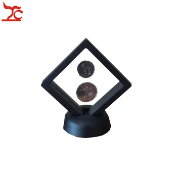 

Recloseable Clear Jewelry Suspended Floating Display Case Black White Earring Coins Gems Exhibition PET Stand Ring Jewelry Box