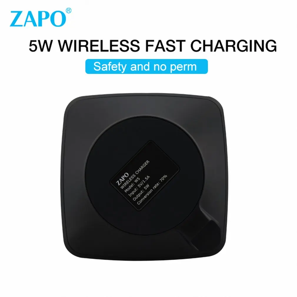 ZAPO W5 Qi Standard Wireless Fast Charger Universal Slim Phone Charger Charging Pad Desktop Charger For iPhone For Samsung