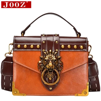 

2020 Fashion women TOP-handbag brand Designer metal lion's head ladies rivet shoulder bag small square bag Retro women handbag