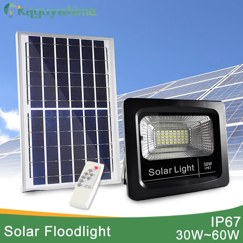 

Kaguyahime LED Floodlight Outdoor Solar Light 50W 30W 220V Remote Sensor Waterproof IP65 RC Control Solar Garden LED Flood Light