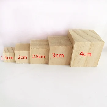 

1 Pack Solid Wood Cube Wooden Square Blocks Kids Early Educational Toys Assemblage Block Embellishment For DIY Woodwork Craft