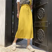 HziriP Модные свободные эластичные талии прямые однотонные уличные женские новые летние простые с высокой талией женские универсальные юбки