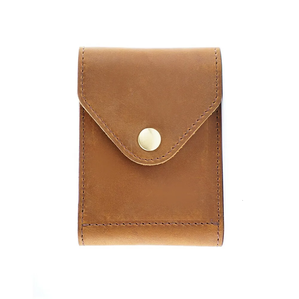 Light brown 50 шт./лот, натуральная кожа, держатель для карт и удостоверений личности, Обложка для водительских прав, старинный дизайн, модный чехол для карт, тонкий кошелек - Цвет: Light brown