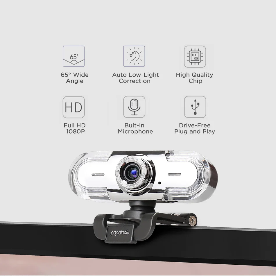 Веб камера PAPALOOK PA452 для ПК Full HD 1080P USB светодиодный фоном|Веб-камеры| |