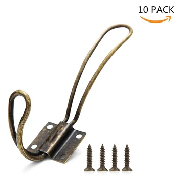 

HHO-Wall-mounted antique coat hooks - 10 vintage double-layer hangers with large screws - Hard antique industrial heavy duty hoo