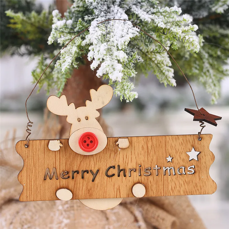 Christmas Wooden Openwork Letter Elk Pendant Xmas Tree Hanging Decorations christmas decoration #3N01 (9)