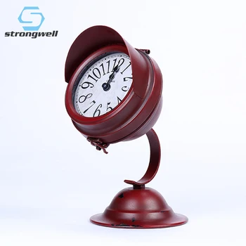 

Strongwell European Retro Iron Small Searchlights Clock Ancient Mute Clock Desktop Crafts Ornament Home Decoration Birthday Gift