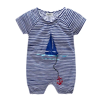 

Honeyzone Summer Baby Girl Romper Short Sleeve Bamboo Cotton Clothes One Piece Striped Spring Newborn Jumpsuit