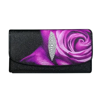 

Stingray Skin Print Tri-fold Bag Business Wallet Long Women Wallets Genuine Leather Wallet Card Holder Women Purse Clutch Bags
