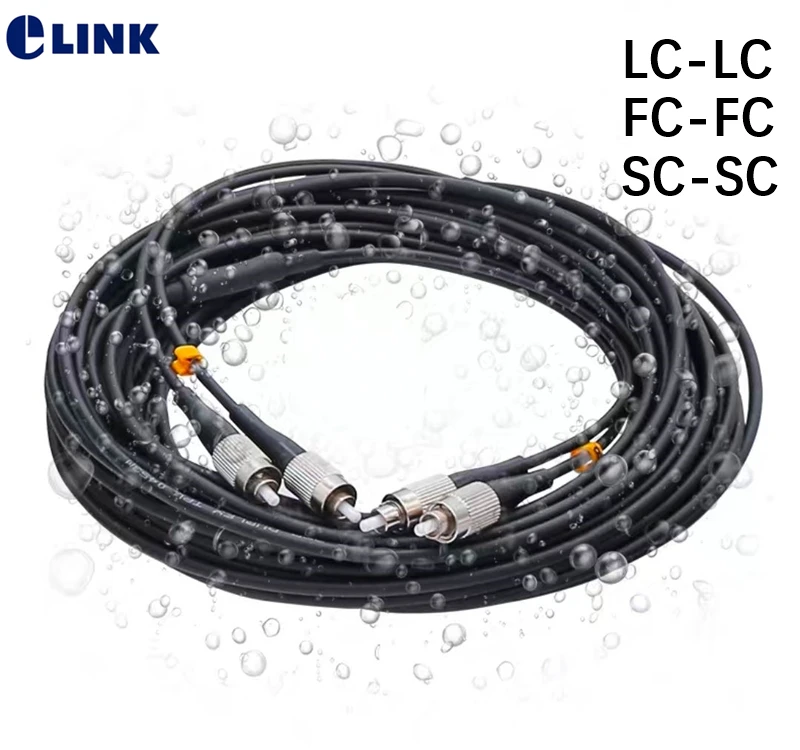 300mtr ТПУ волоконно-оптические Patchcords водонепроницаемый LC SC FC 2 бронированный соединительный кабель свинцовый открытый одномодовый FTTA джемпер SM DX 3,3 мм