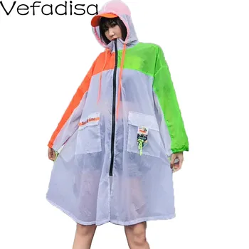 

Vefadisa Patchwork Hit Color Sunscreen Jacket Women Sun Protection Clothing 2020 Fashion Plus Size Summer Coat Women QYF2663