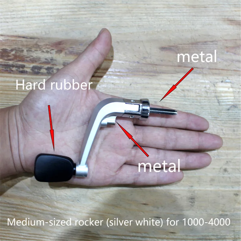Spinning Reel Handle Metal Fishing Spinning Reel Crank Handle Replacement Part with Plastic Rotatable Grip Knob