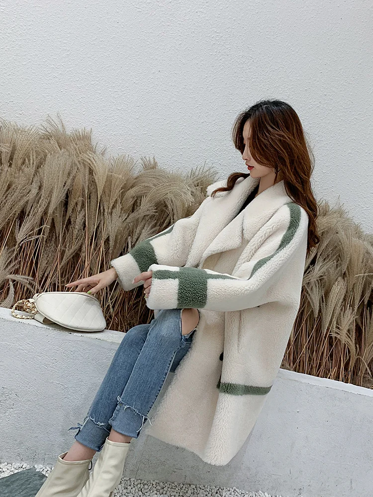 women's clothing winter outerwear coats new spell color particles sheep-shorn lamb fur fur coat female 1023
