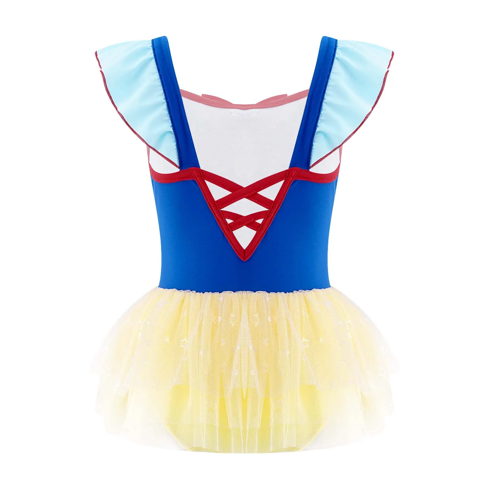 Summer Kids Girls One-Piece Square Neck Sleeveless Mesh Hem Swimwear Jumpsuit Bodysuit Swimming Bathing Pool Beach Leotard