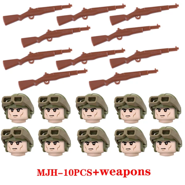 WW2 Military Weapons Accessories Building Blocks WW2 Military US Airborne Division 101st soldier Helmet Bricks Toys For Children 3-MJH
