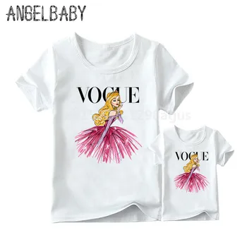 

Matching Family Outfits Girls Harajuku Vogue Princess Print T-shirt Baby Funny Clothes Kids&Woman Fashion Short Sleeve T shirt