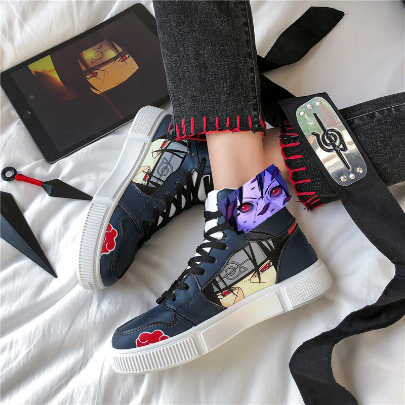 Zapatos de Anime Akatsuki Itachi para hombre y mujer, zapatillas informales de lona, Sasuke, hashitama, para Cosplay de Kakashi