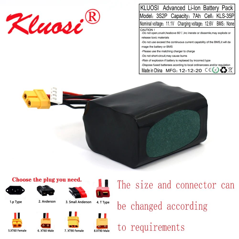 KLUOSI 3S2P 12V 7Ah высокое Ёмкость Бла (беспилотный летательный аппарат Перезаряжаемые