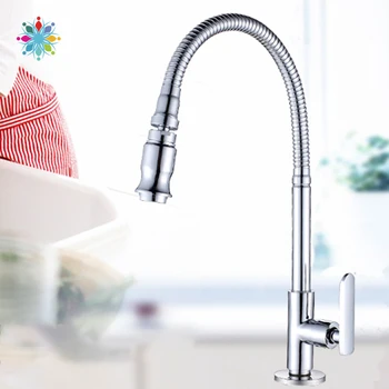 

Kitchen Faucet Kitchen Faucet Wrench Type Basin Faucet Single Cold Quick Open Faucet Universal Rotating Faucet W118