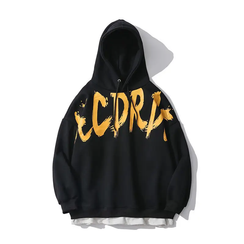 Lake blue fried Street sweater men and women 2021 autumn and winter lazy fashion ins national tide graffiti Plush coat