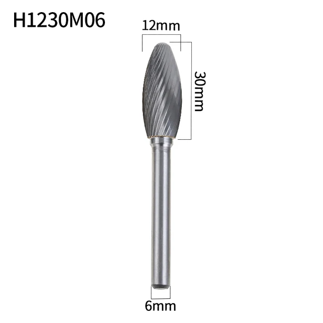 YG8 Alloy Rotary File 1Pcs Oval H-shape Single And Double Groove Tungsten Steel Woodcarving Grinding Head Carbide Milling Cutter H1230M06