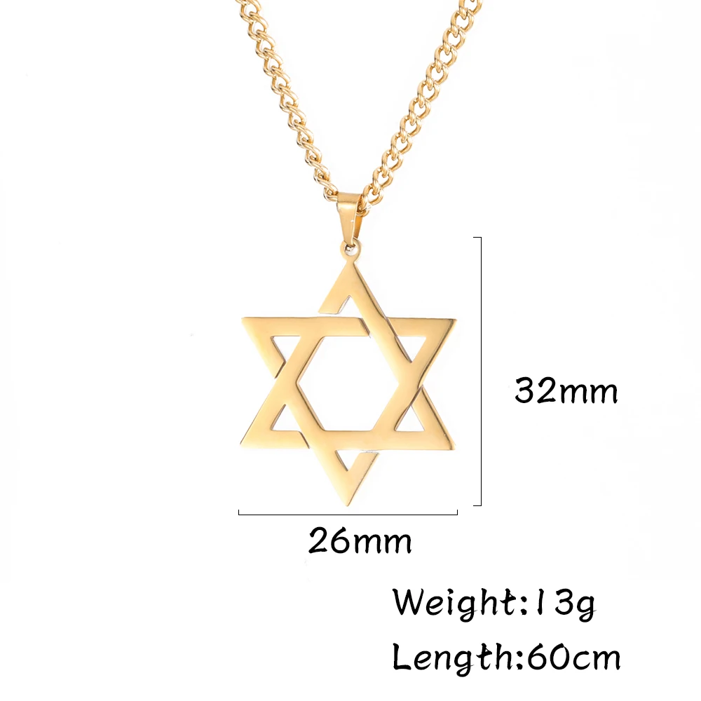 PROSTEEL Collana Pendente Magen Stella di David con Croce Incisione, Catena regolabile 55 60 cm, Acciaio inossidabile 316L, Argento (Invia Confezione Regalo