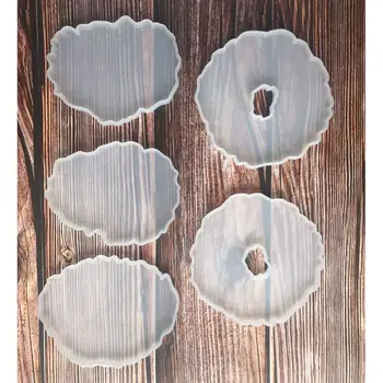

5Pcs Crystal Epoxy Resin Mold Irregular Round Coasters Casting Silicone Mould 667E