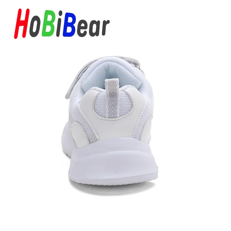 HOBIBEAR/Новинка года; спортивная детская обувь для мальчиков; модная детская брендовая Повседневная обувь; черные однотонные мягкие дышащие кроссовки для маленьких мальчиков