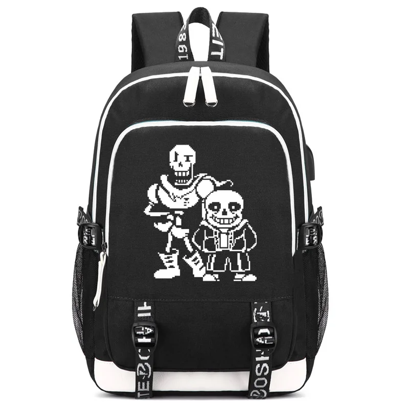 style3 black Рюкзак Undertale с usb-портом для зарядки и замком и интерфейсом для наушников для студентов колледжа, мужчин и женщин - Цвет: style3 black