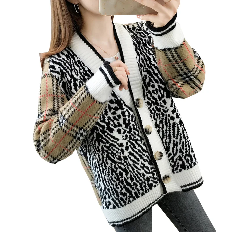 

Knitted cardigan women's autumn and winter 2020 new loose large short sweater coat for women's foreign style