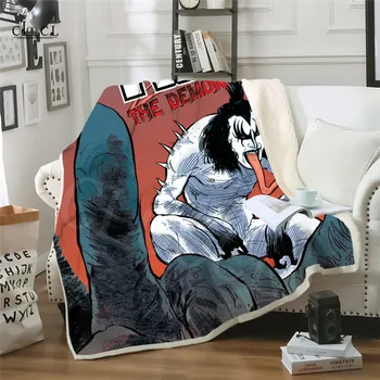 

Heavy Metal KISS Band Two-layer Blanket Soft Warm Plush Blanket 3D Print Demon KISS Decorative Sofa Fleece Blanket For Bed Quilt