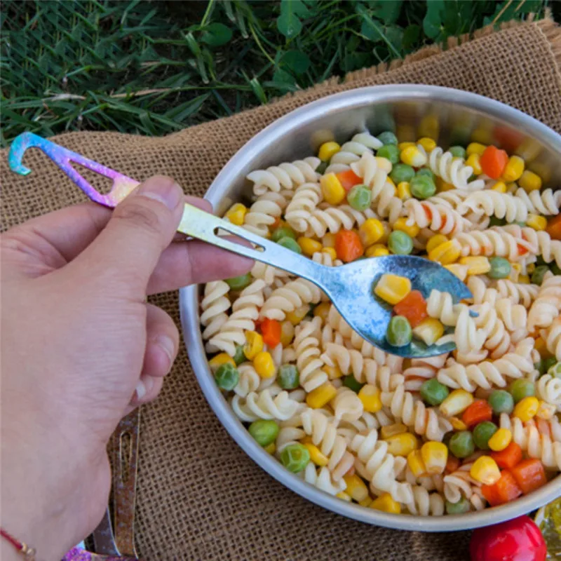 Титановый Spork с открывалкой для бутылок для улицы, для кемпинга, титановый столовый прибор для путешествий, аксессуары для кемпинга