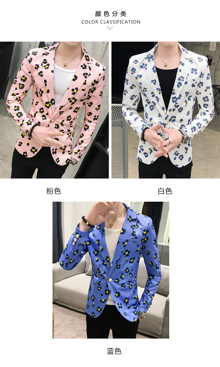 Мужские блейзеры, модные, летние, белые, Homme, повседневные, 3XL, с цветочным принтом, пиджак, формальные, приталенные, на одной пуговице, мужские блейзеры