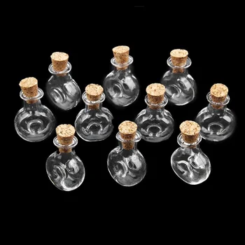 

New 10 pcs Mini Wish Bottle oblate Glass Shape Cork Bottle