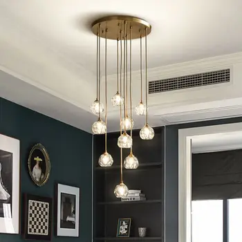 

Postmodern American copper Crystal chandelier lighting and Luxury Dining Room lustre Magic Bean Molecular hanging Lamps lustres