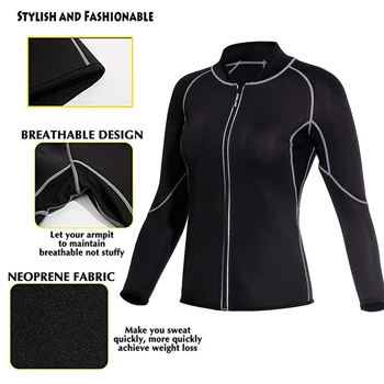 

2020Summer Women's Neoprene Sauna Vest with Sleeves Gym Hot Sweat Suit Weight Loss Long Sleeves Body Shaper Fat Burner Top