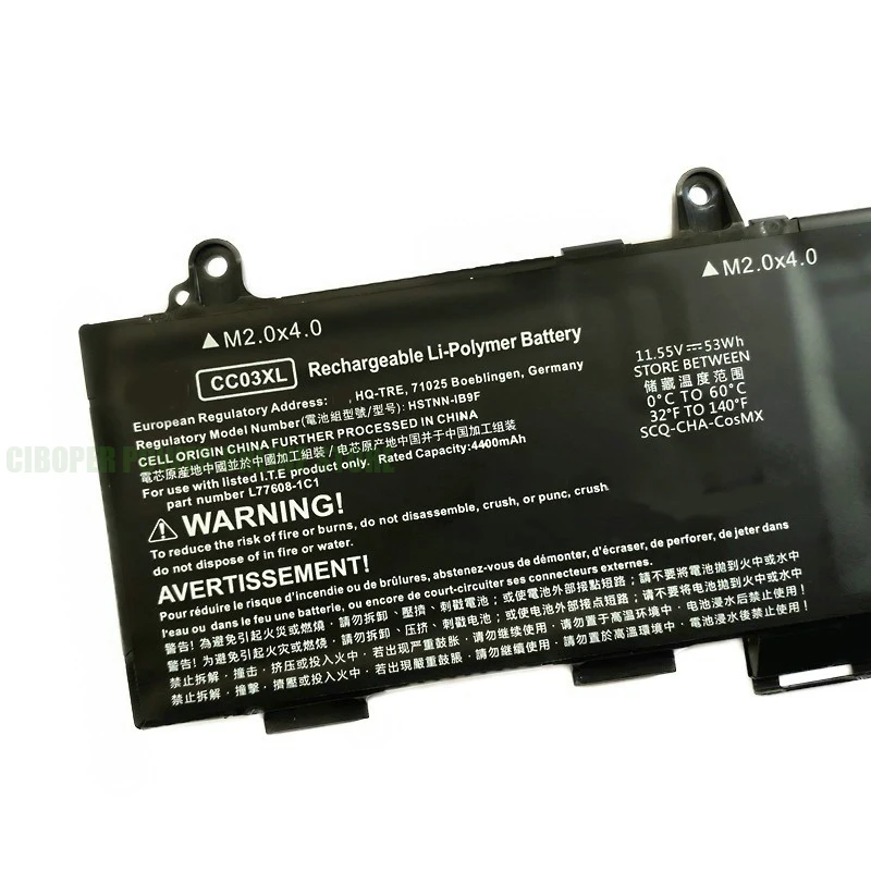 Bateria do Portátil cp para Elitebook Cc03xl 53wh 4400mah 830 835 840 845 g7 Hstnn-lb8q Ib9h B9f L776061c2 421 L7855005 - Imagem 4