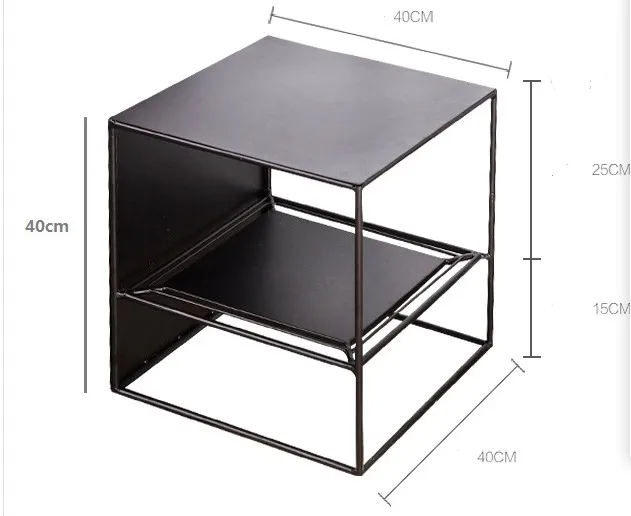 Простой современный журнальный столик в скандинавском стиле для гостиной, дивана, углового стола, маленькая квартира, креативная модная боковая комбинация, квадратный стол - Цвет: black 40x40xH40cm