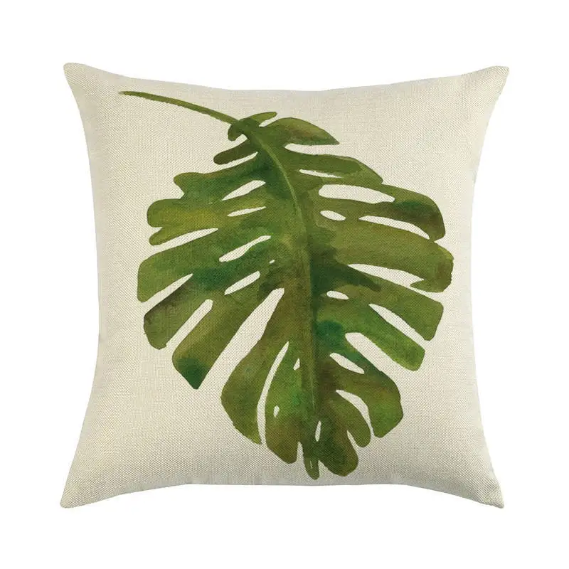 Декоративная подушка для дивана, наволочка с тропическим растением, наволочка с принтом листьев, наволочка для подушки, простая льняная наволочка в скандинавском стиле - Цвет: 7