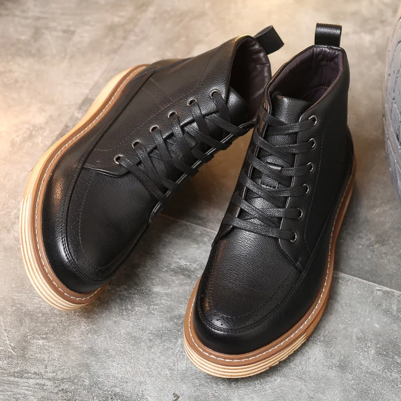 

2018 Autumn And Winter New Style Martin Boots MEN'S SHOES Rubber Sole Trend Retro Leather Boots Hight-top Lightweight Sneakers
