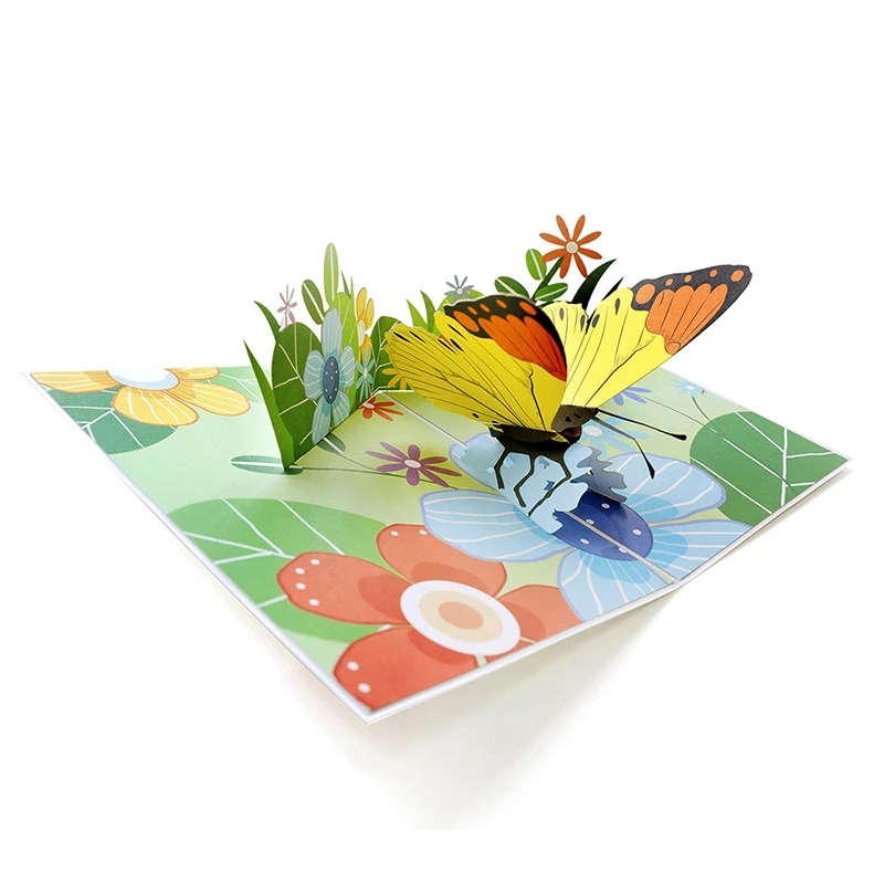  3D Handmade Color Print Butterfly Love Flower Paper Invitation Greeting Cards Mother's Day Kids Gir - 4000336872828
