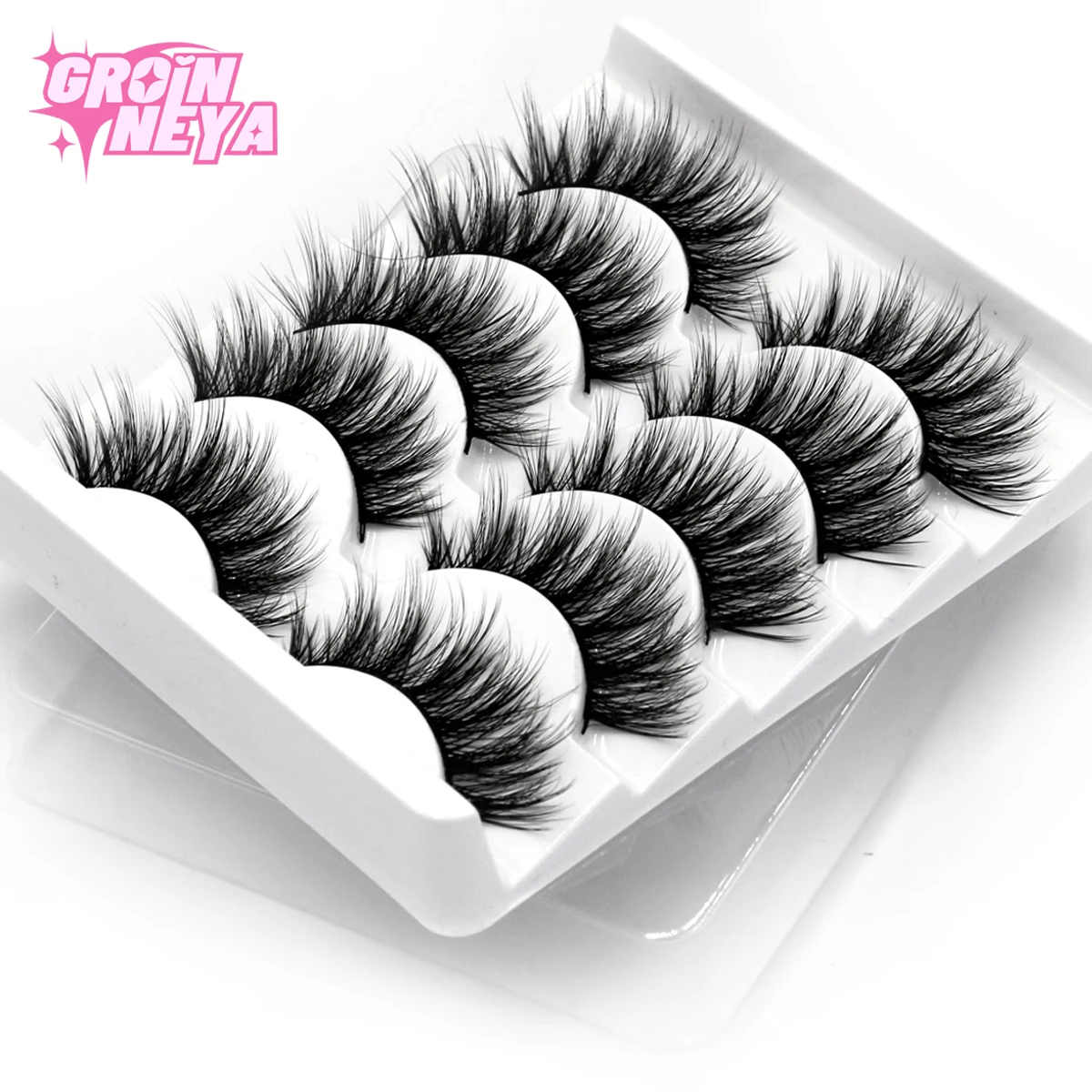 Pestañas postizas de visón de imitación, 5 pares, 3D, volumen Natural, largas, cruzadas, maquillaje de belleza extendido, Pestañas postizas