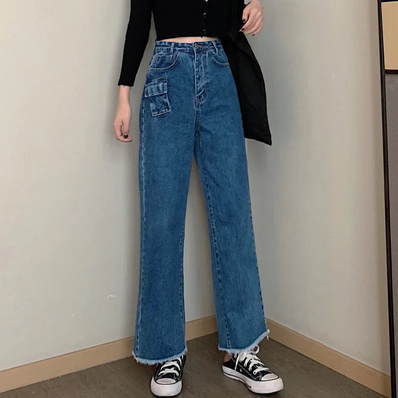 

Ripped Jeans Women Winter High Waist Fashion Flare Pants Denim Female Plus Size Full-Length Trouser Ladies High Street Pants