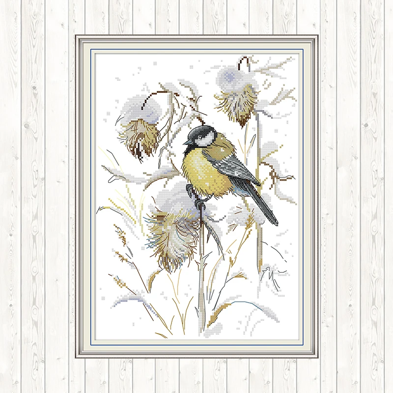 

Bird In Late Autumn Patterns Cross Stitch Kit Aida 14ct 11ct DMC Embroidery Kit Cross Stitches Needlework Count Print on Canvas