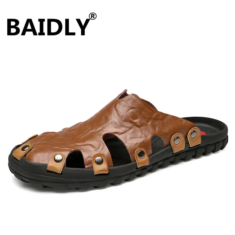 Высококачественные мужские сандалии; кожаные сандалии; летняя повседневная обувь; мужские пляжные сандалии в римском стиле; Sandalias De Hombre De Cuero