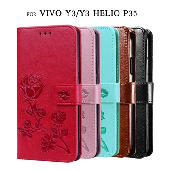 Перейти на Алиэкспресс и купить Флип-чехол для Vivo Y3 Helio P35 премиум-класса, кожаный чехол для карт Vivo Y3 standard Edition, защитный чехол-подставка для телефона Capas
